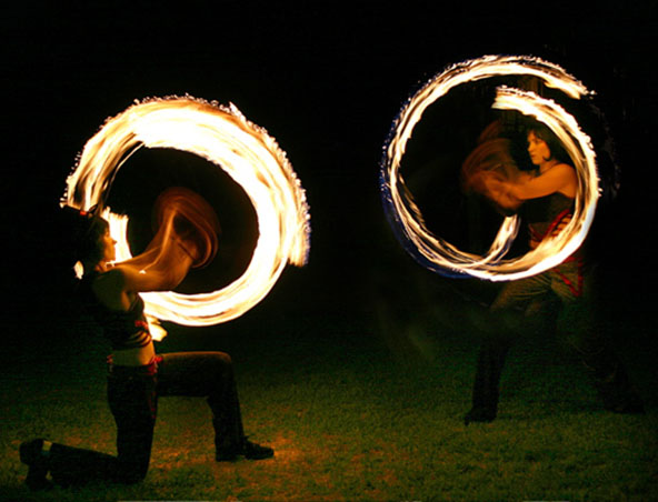 Sydney Fire Twirlers Fire In Motion